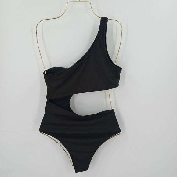 Monokini Swimsuit Womens M Black Ribbed Swimsuit Swimwear Resortwear Aesthetic - Picture 2 of 4